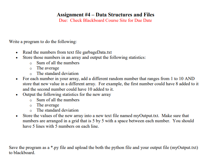 garbageData.txt : Assignment #4 - Data Structures and Files Due: Check