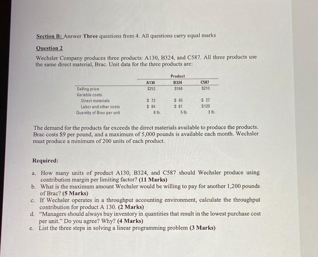  can you answer c,d,e Section B: Answer Three questions from 4.