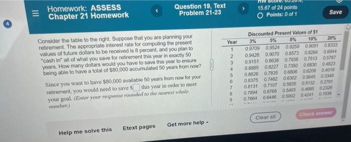  Homework: ASSESS Chapter 21 Homework Question 19, Text Problem 21-23 III
