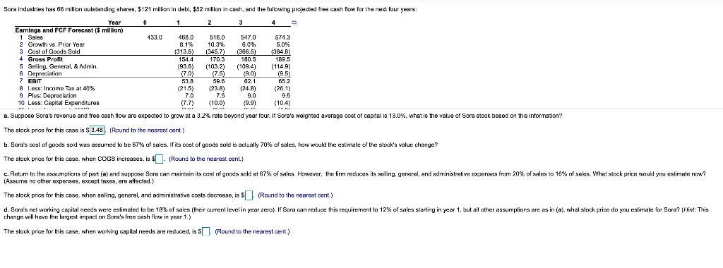 FCF Forecast ($ million) 1 Sales 2 Growth vs. Prior Year 3