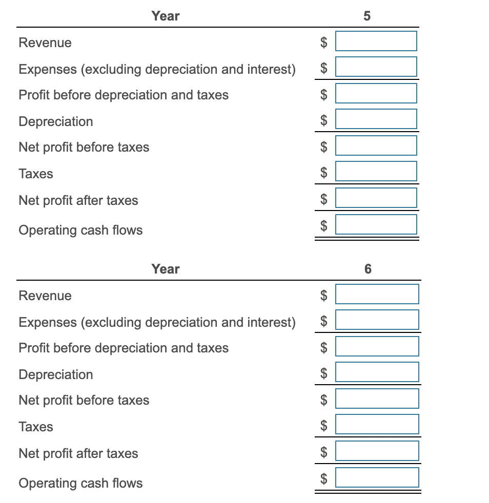 life and depreciation charges of $2,000 in Year 1; $3,200 in Year