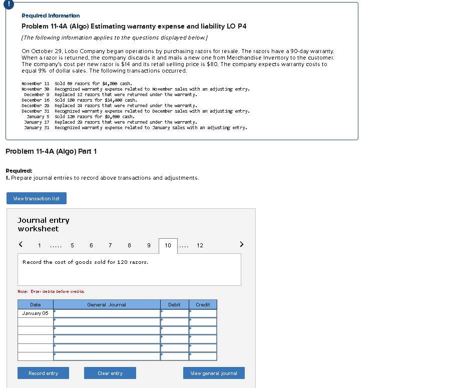 with an adjusting entry. December 9 Replaced 12 razors that were returned
