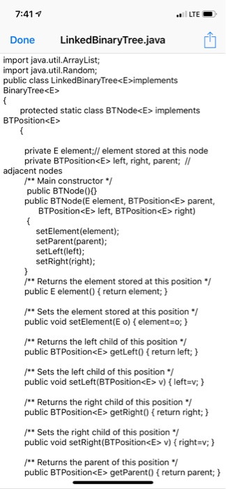  Java Use the LinkedBinaryTree (presented in class) as a super class