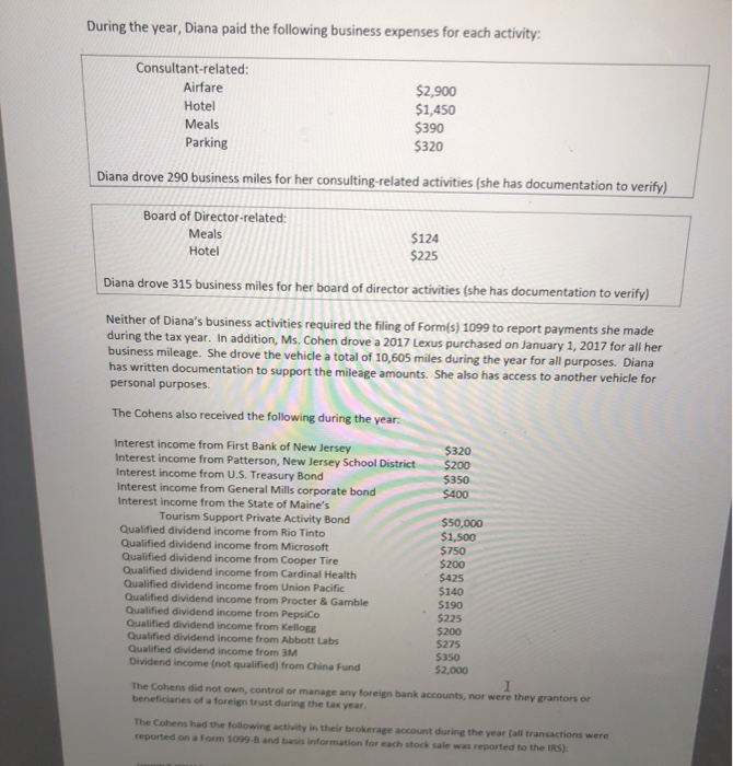 Please complete the 2019 federal income tax return for Joseph and Diana