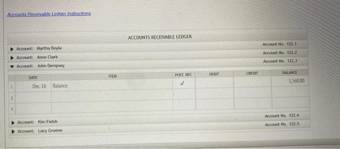 receivable ledger, and an accounts puyabie ledger as of December 16. Enter