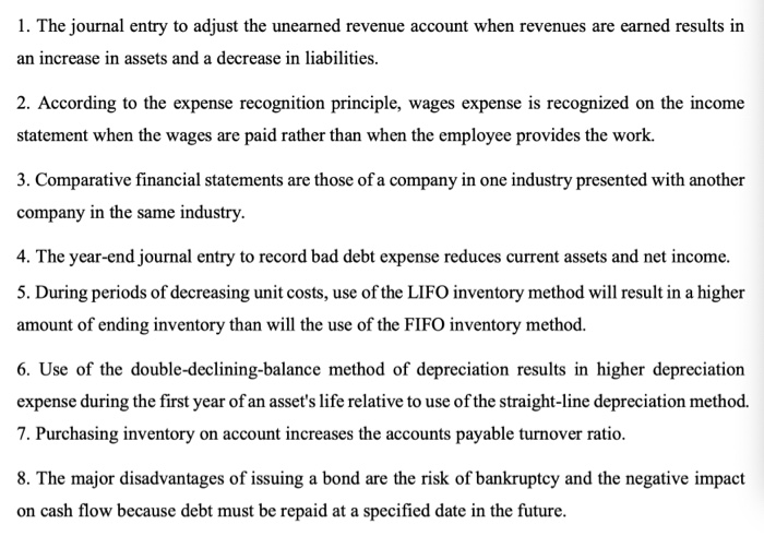 T or F Question 1. The journal entry to adjust the unearned