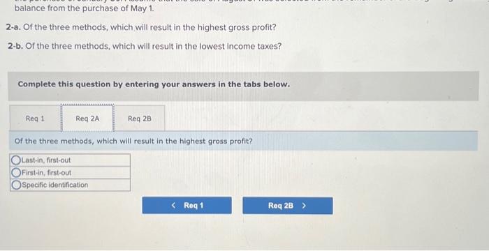 as well! PA7-1 (Algo) Analyzing the Effects of Three Alternative Inventory Methods