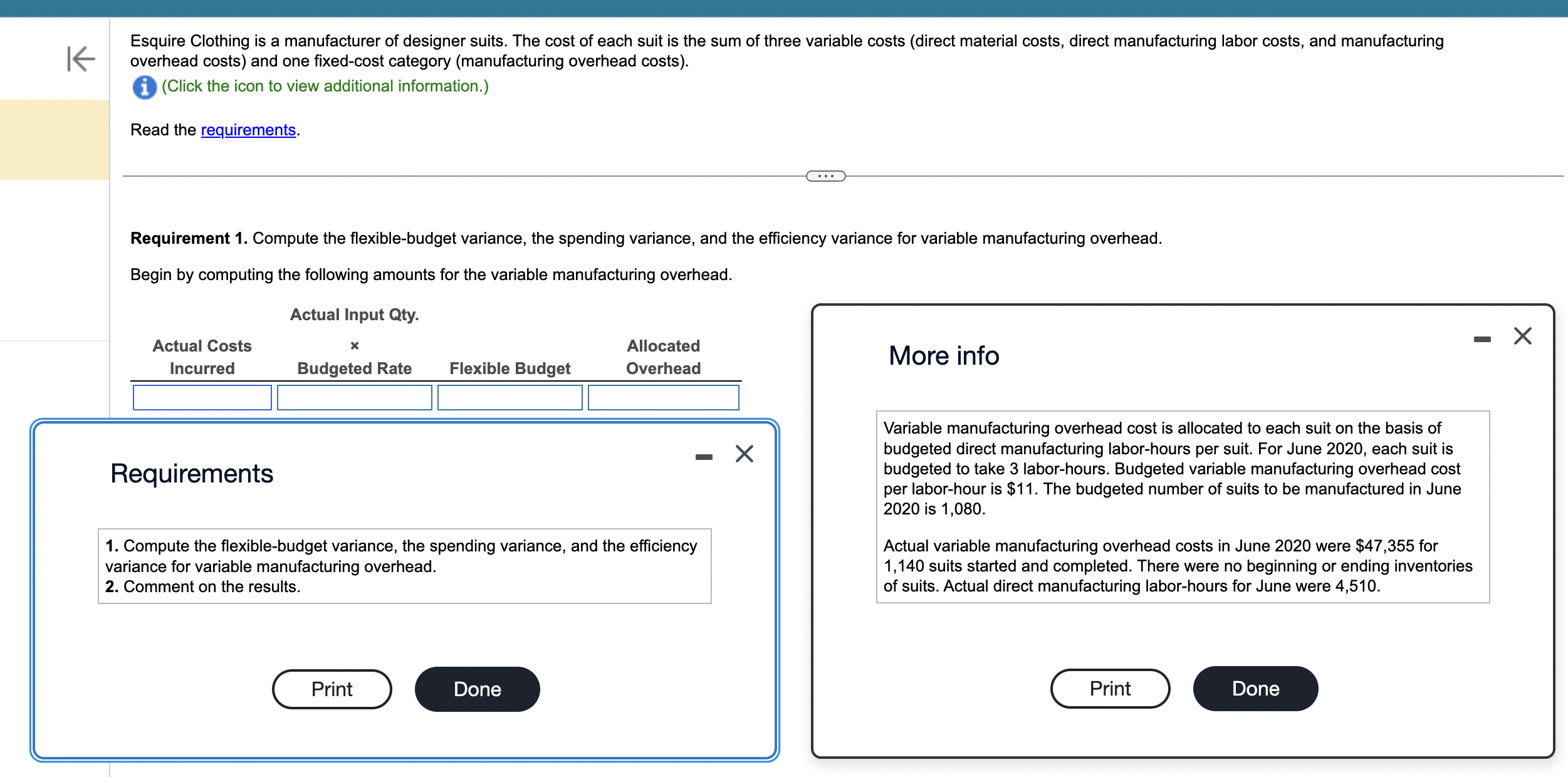  overhead costs) and one fixed-cost category (manufacturing overhead costs). (Click the