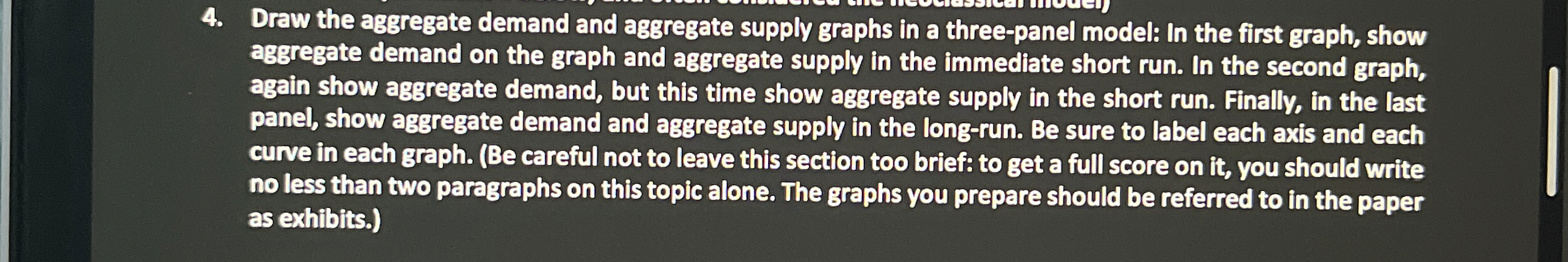  Draw the aggregate demand and aggregate supply graphs in a three-panel