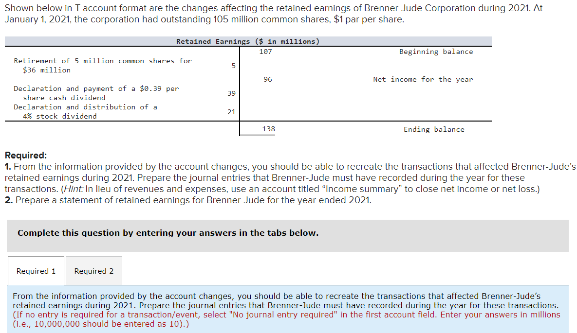  Shown below in T-account format are the changes affecting the retained