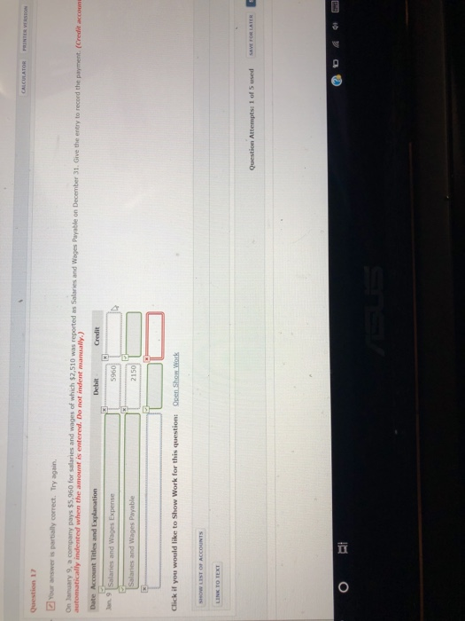  CALCULATOR PRINTER VERSION Question 12 Your answer is partially correct. Try