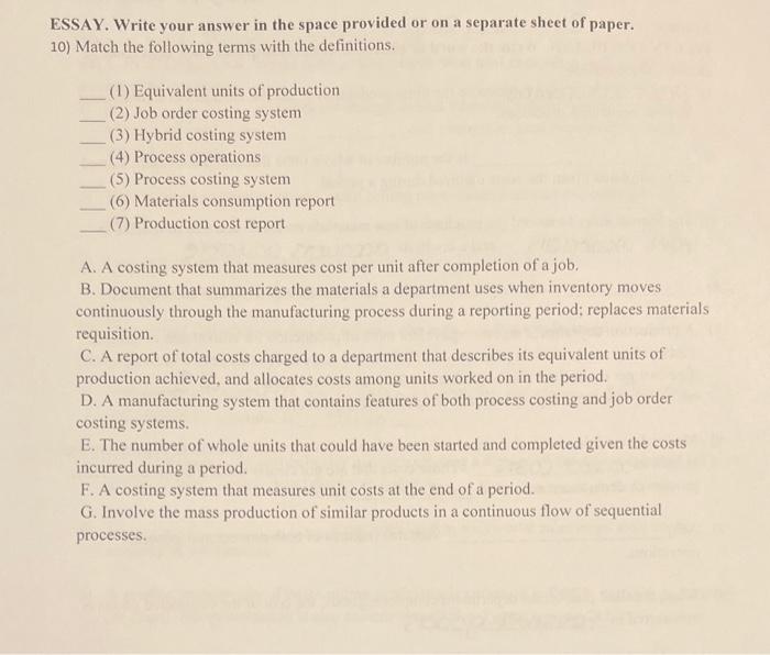  ESSAY. Write your answer in the space provided or on a