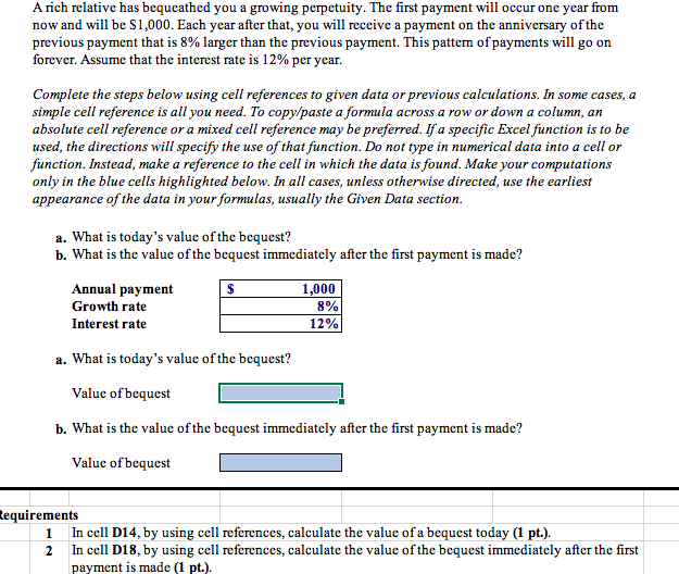 A and B need to be done on Excel with the correct