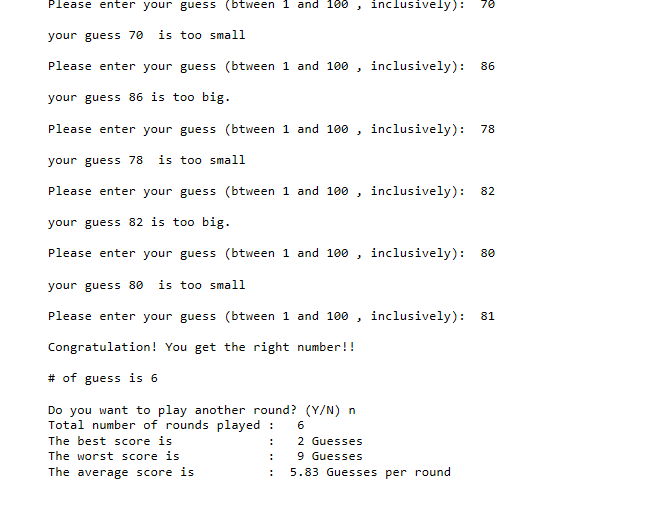 are going to implement a simple guessing game in which the computer