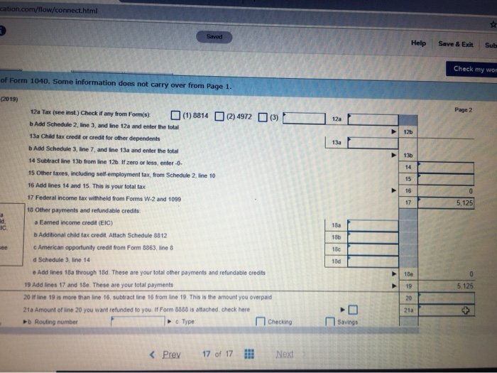  having some trouble with lines 1040 pg 2 line 12a through