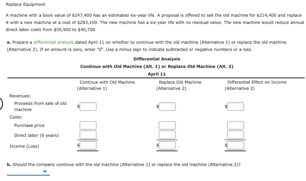 Replace Equipment A machine with a book value of $247,400 has