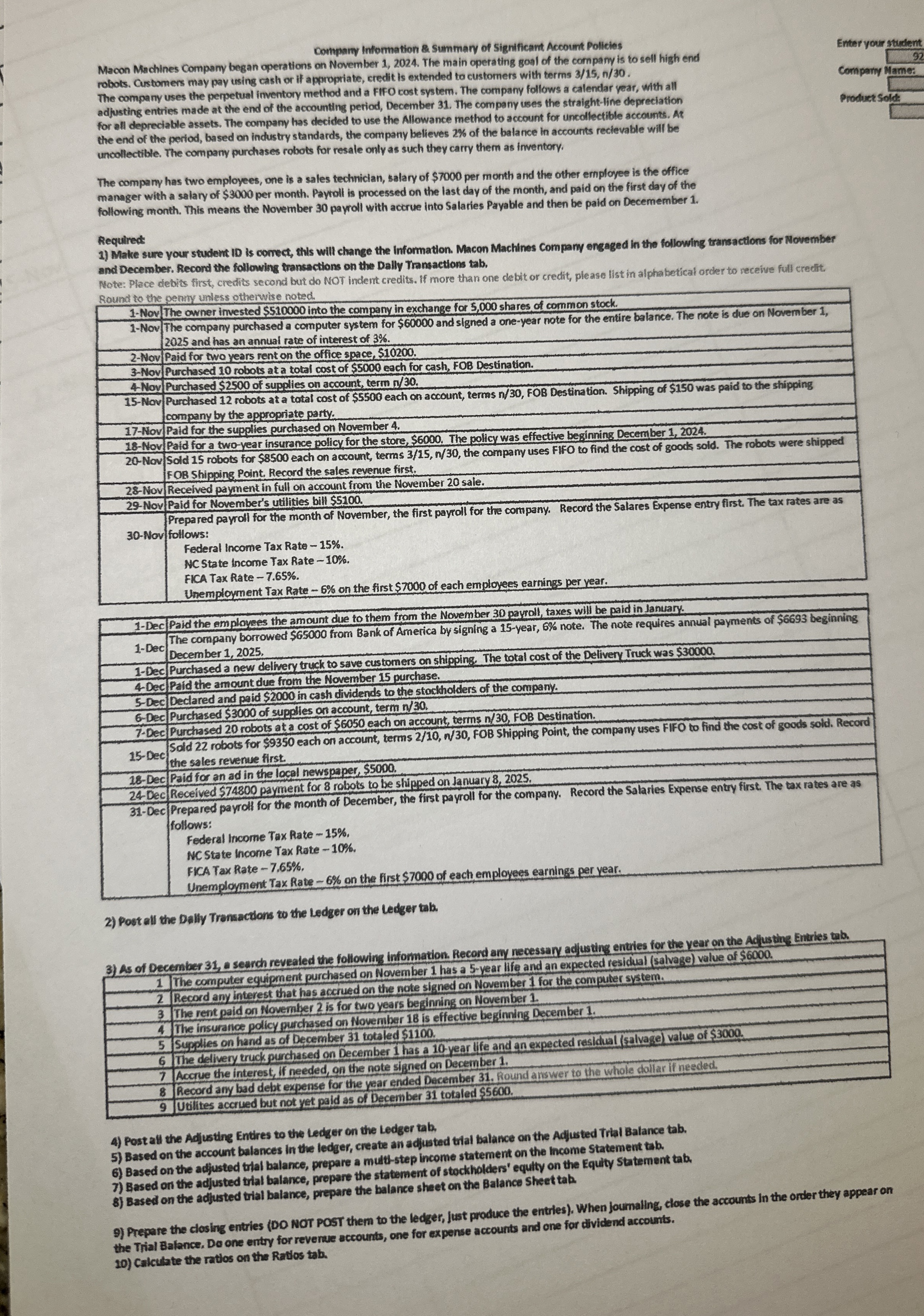  Solve for Nov 1- December 31 