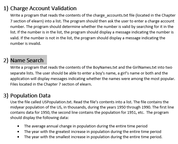 Requirement: - In Python 1) Charge Account Validation Write a program that