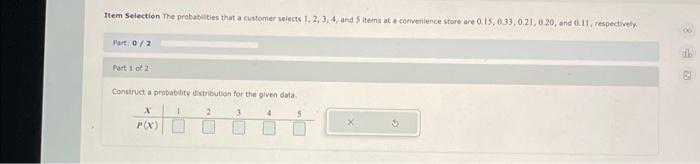P(X) 0.2 10 -0.7 13 0.8 0.3 Send data to Excel Part: