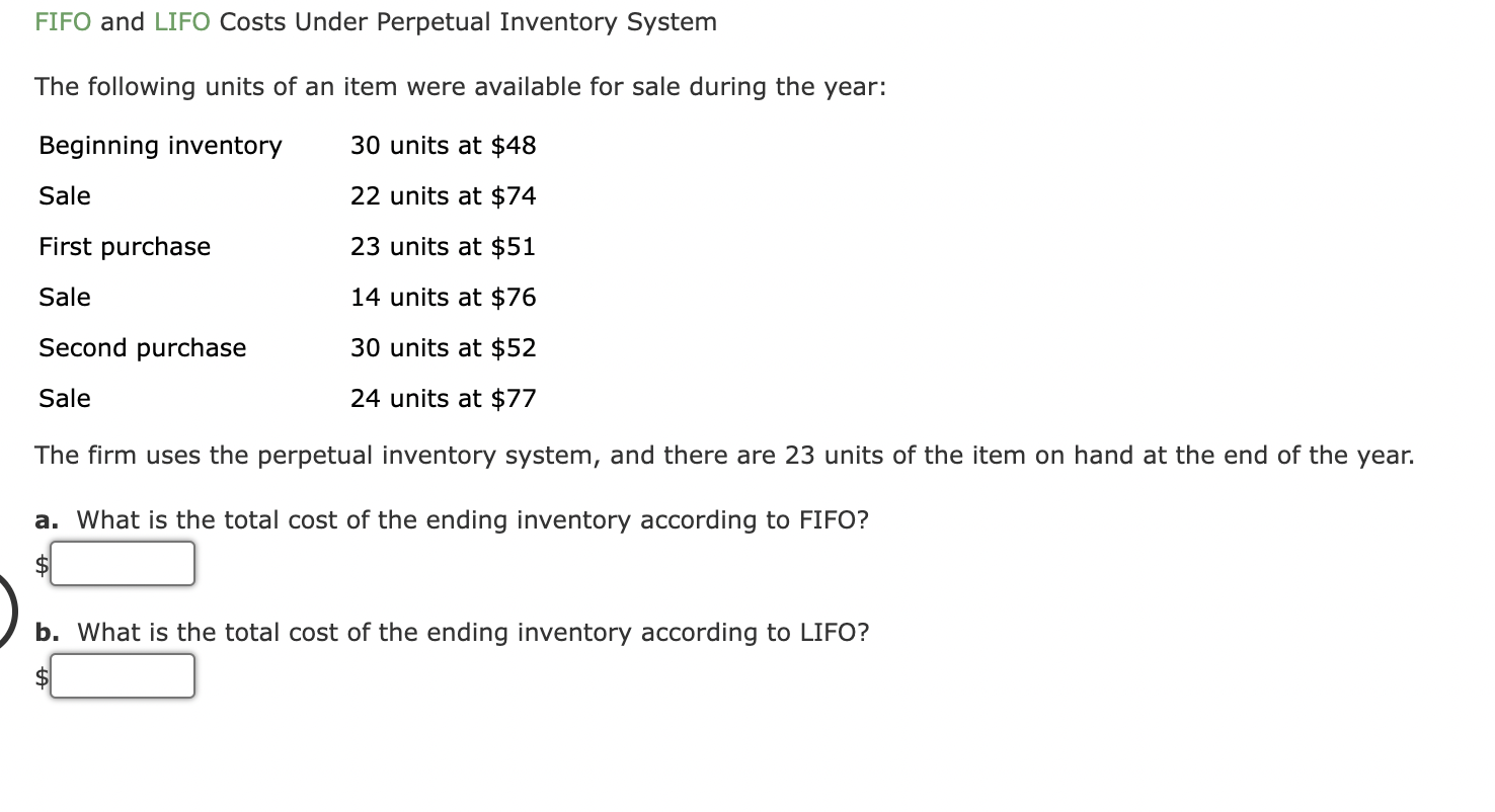  please help FIFO and LIFO Costs Under Perpetual Inventory System The