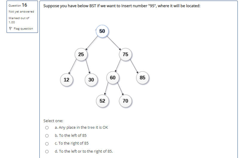 Marked out of 1.00 Flag question int a = 100, b =
