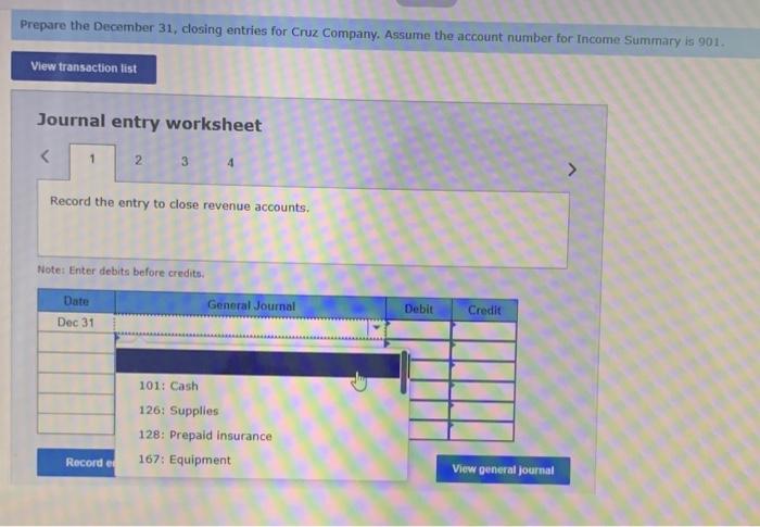 the accounts and year-end balances of Cruz Company as of December 31