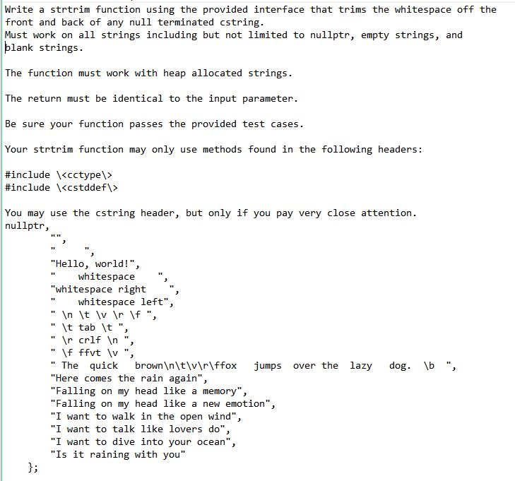  Write a strtrim function using the provided interface that trims the