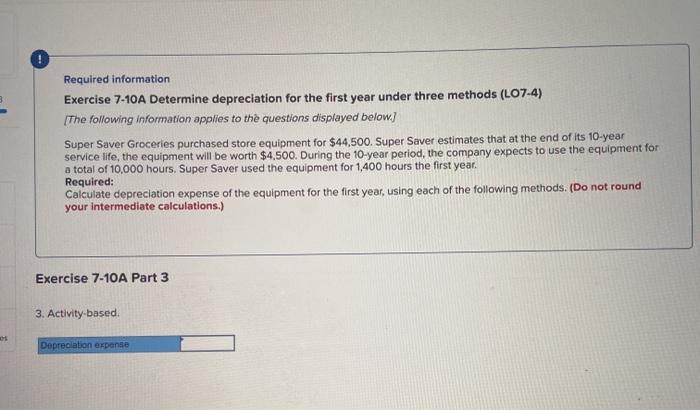 Groceries purchased store equipment for $44,500. Super Saver estimates that at the