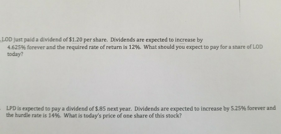 Please solve in solve in EXCEL and show work .LOD just paid