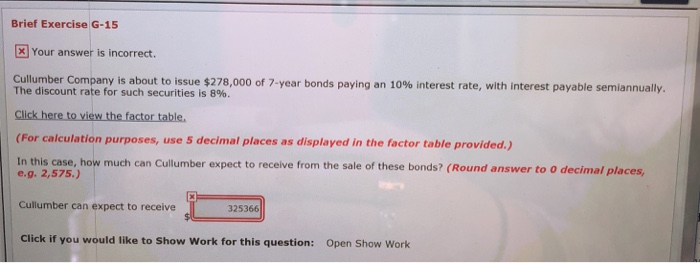  Brief Exercise G-15 Your answer is incorrect. cu umber company is