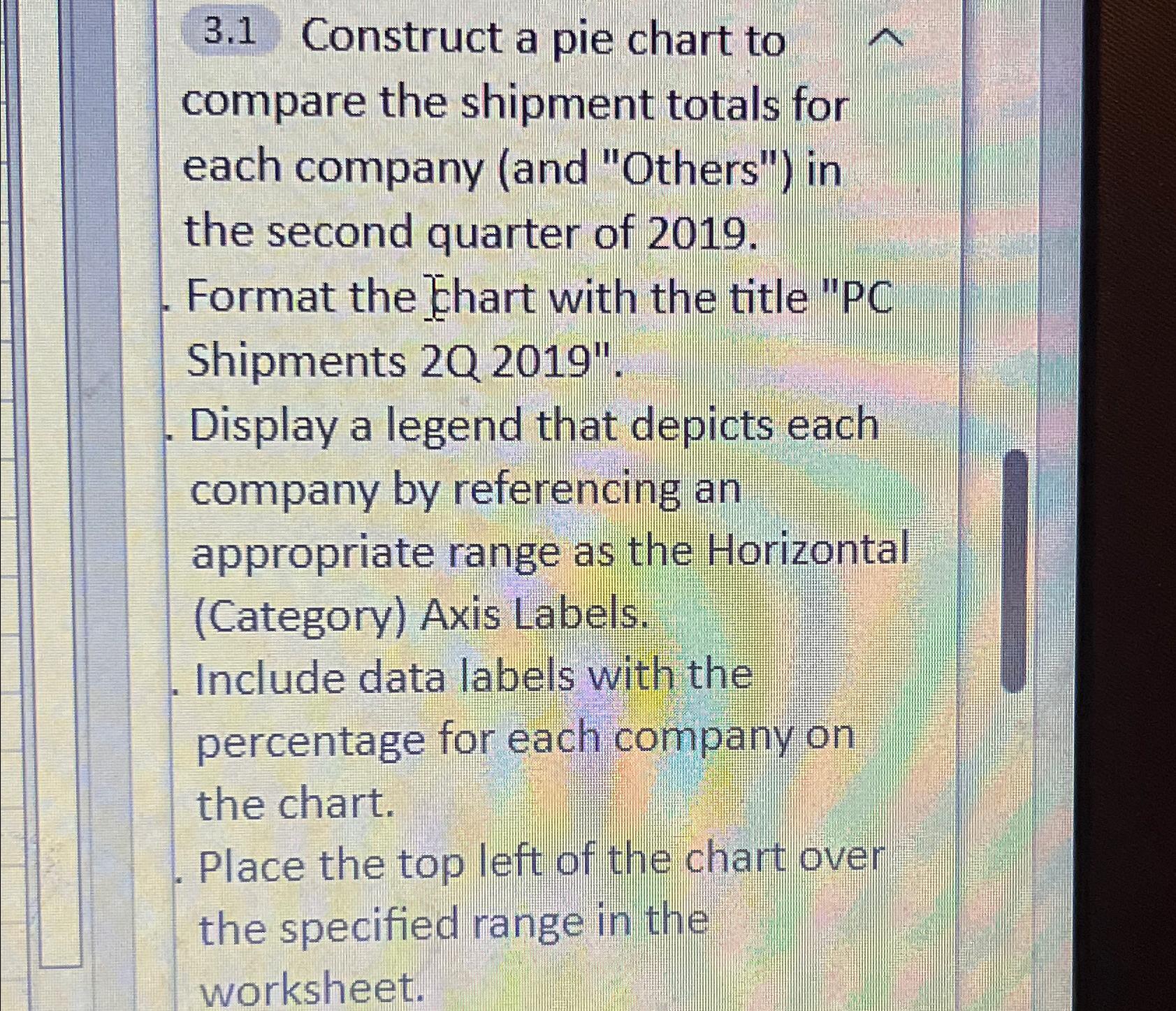  3.1 Construct a pie chart to compare the shipment totals for