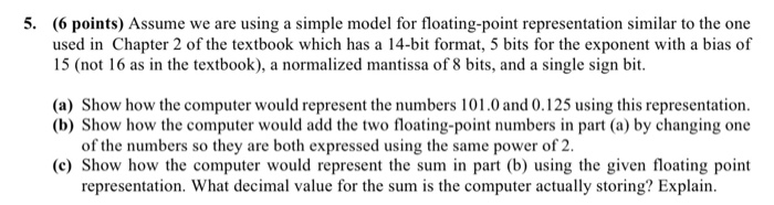  5. (6 points) Assume we are using a simple model for