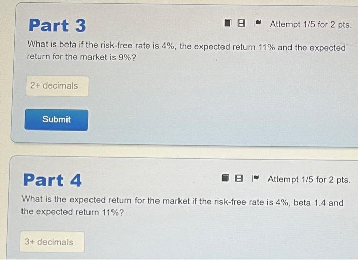 is the expected return for a stock if the risk-free rate is