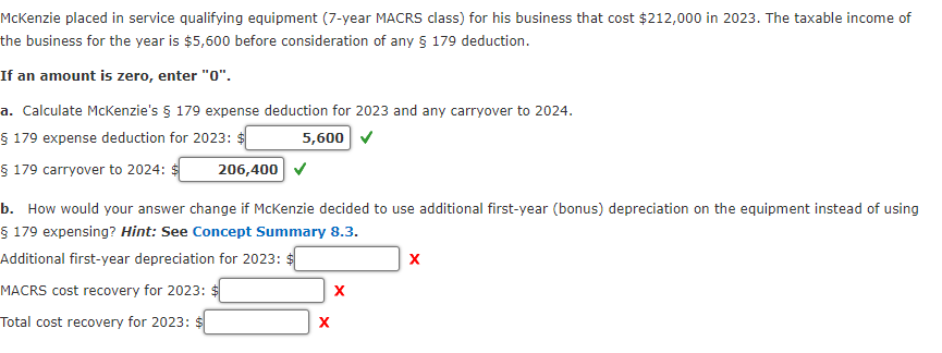 McKenzie placed in service qualifying equipment (7-year MACRS class) for his