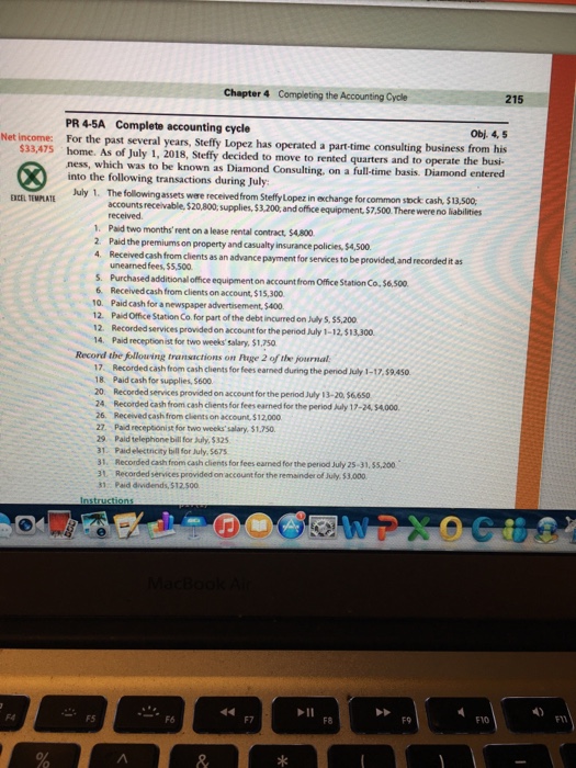  Chapter 4 completing the Accounting cycle 215 PR 45A Complete accounting