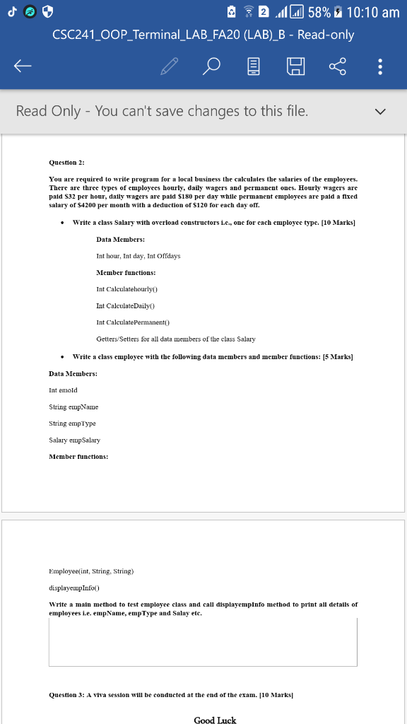  write program in java 02.11 58% 10:10 am CSC241_OOP_Terminal_LAB_FA20 (LAB)_B -