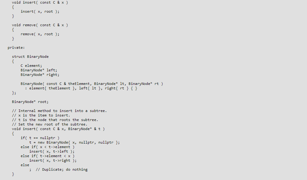 shown below // BinarySearchTree.h // after Mark A. bleiss, Chapter 4, Dr.