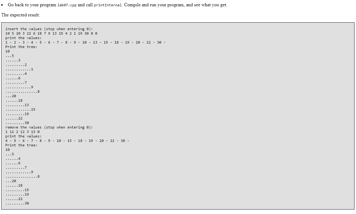 x, root); bool isEmpty const return rootnullptr; void printTree( ) const if(