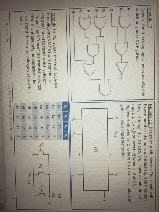  Module 12 Module 13: Design an n-bit inverter. The circuit will