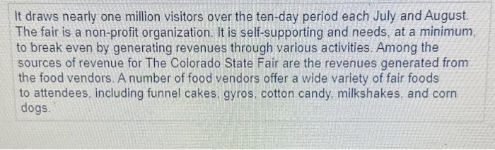 you. The Colorado State Fair is one of the largest stase fairs