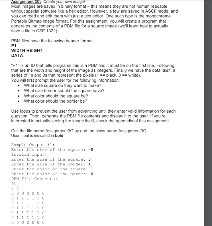  Assignment 3C: Create your own image! Most images are saved in
