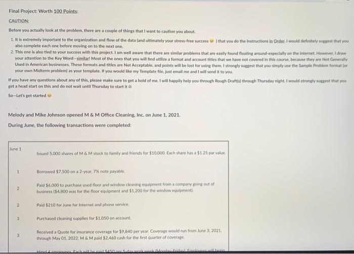  Final Project: Worth 100 Points: CAUTION Before you actually look at