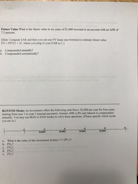  Future Value What is the future value in six years of
