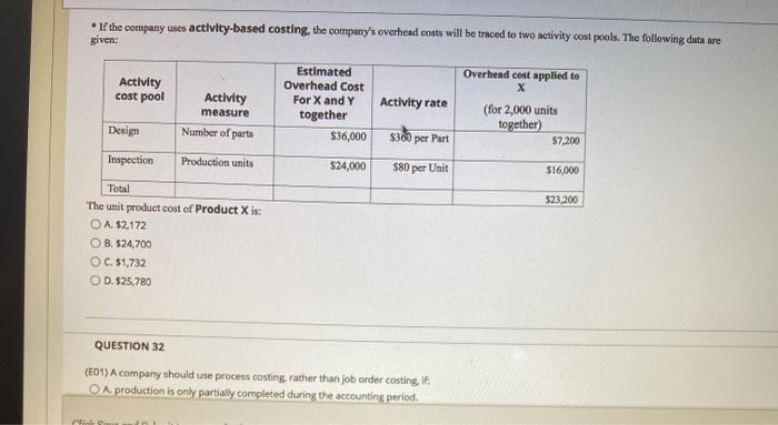 p. QUESTION 31 (10) Ace Company manufactures two products, X and Y.