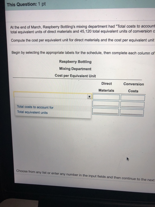 cost per equivalent unit for convension costs gin by selecting the appropriate