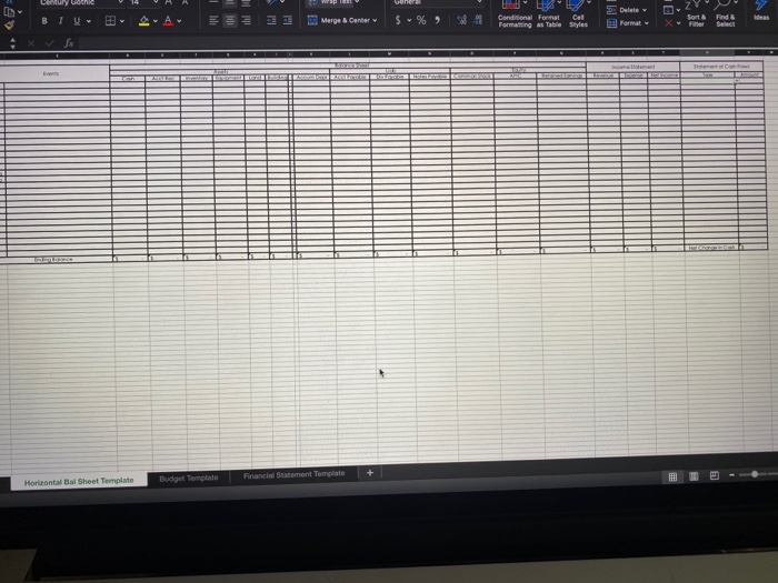 the list of transactions on the following page to complete the following: