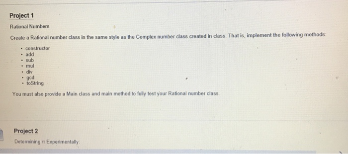  Please provide the code (in java) for project 1. The two