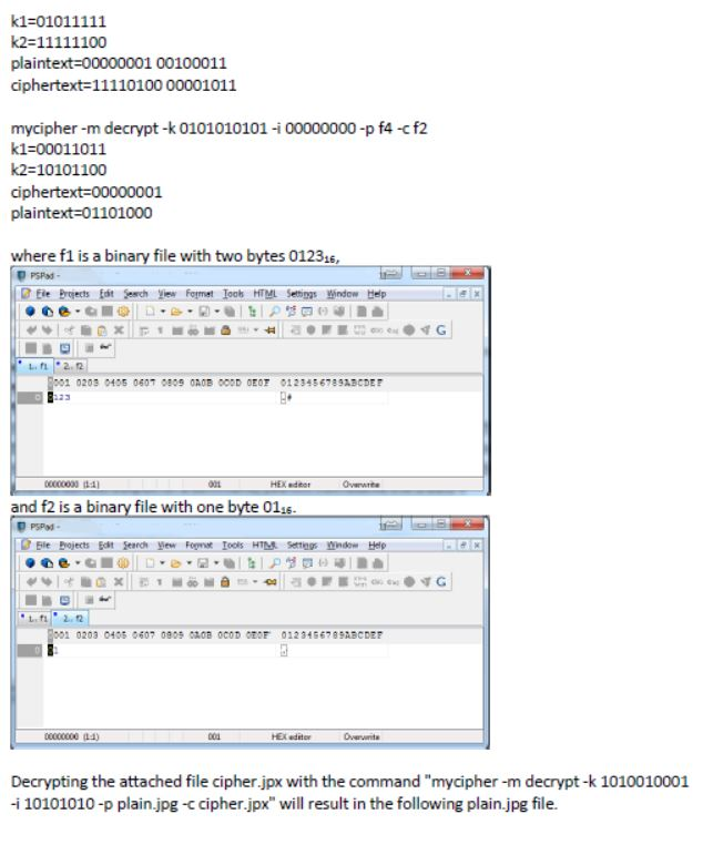 DES) in the Cipher Block Chaining mode. The program takes the input