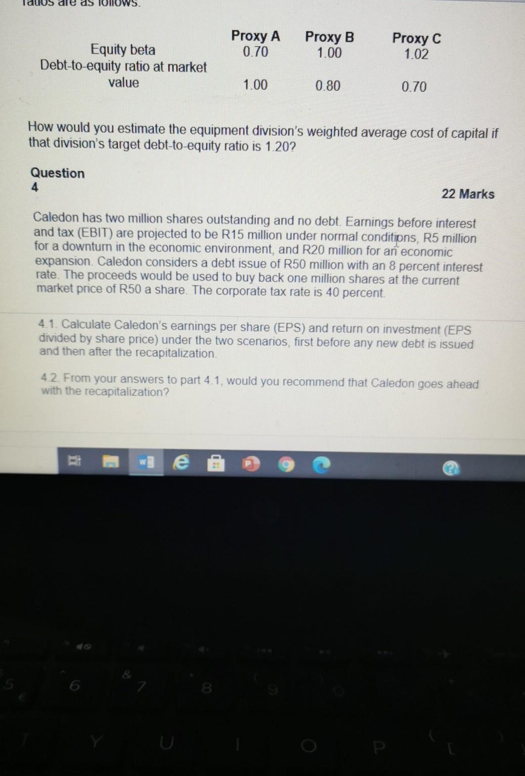 Title Paragraph QUESTION2 Styles 20 Marks Agrico is considering the acquisition of