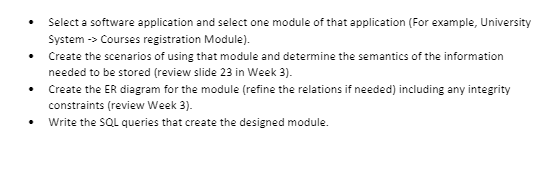  - Select a software application and select one module of that